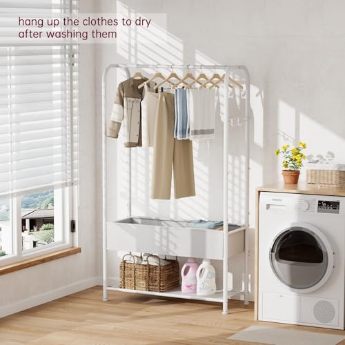 SINGAYE Clothes Garment Coat Rack Drying Clothing Racks Metal Freestanding for Hanging Clothes Portable Closet for Laundry Bedroom White thumbnail 7
