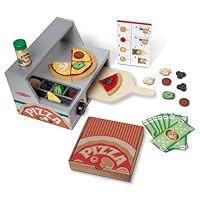 Melissa & Doug Wooden Pizza Toy Shop – Kitchen with Oven & Food Set | Role Play for Children | Age 3+ - FSC Certified