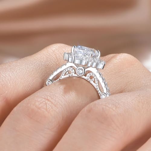 Wuziwen Vintage Engagement Rings for Women Oval Cut Cubic Zirconia Wedding Promise Ring for Her 925 Sterling Silver Solitaire3