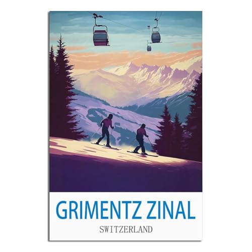 Poster Grimentz Zinal suisse souvenir de voyage vintage de 50x75 cm