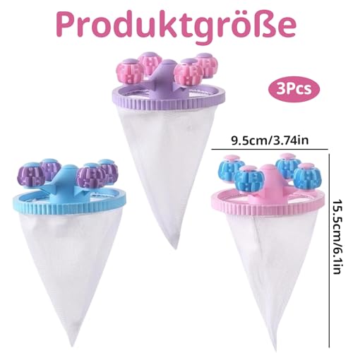 3 Stück Tierhaarentferner Waschmaschine, Effektive Entfernung von Fusselbälle Waschmaschine, Haarentfernung, Tierhaarentferner, Katzenhaarentferner, Haushalte mit Haustieren