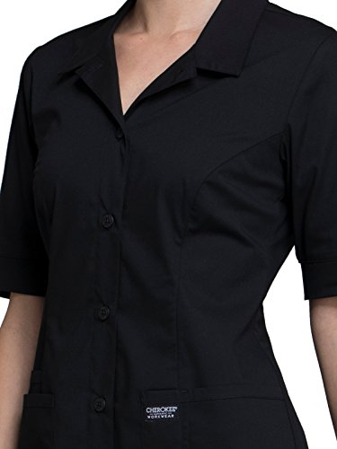 Cherokee Women Scrubs Dress Workwear Professionals Button Front WW500, L, Black