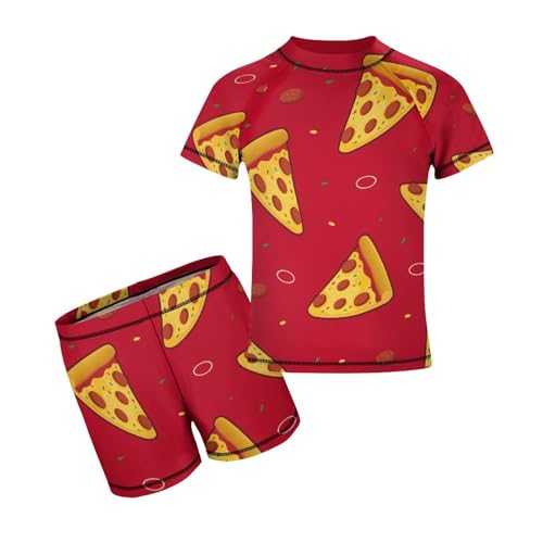 Pizza Slice with MozzarellaChildren's Swimsuits Boys Two Piece Suit7-9Y（120cm）