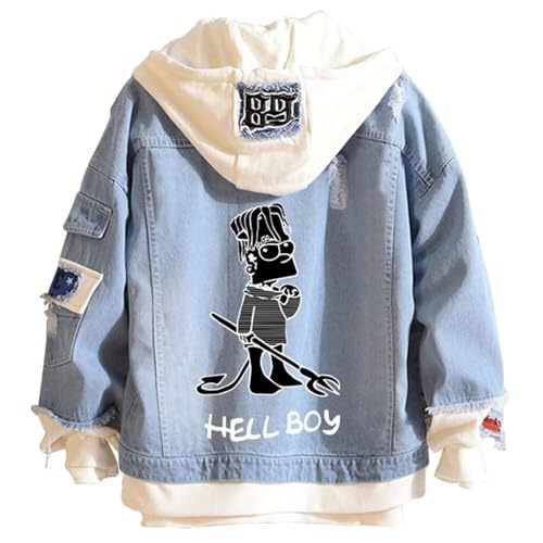Image of KPOP Rapper Denim Jacket Jeans Love Printed Fashion Sport Hip Hop Hoodie