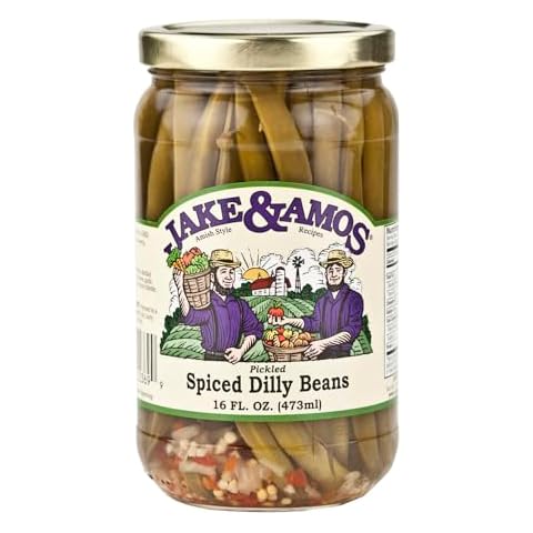 Jake & Amos Pickled Spiced Dilly Beans, 16 Oz. Jar (Pack of 2) Cover