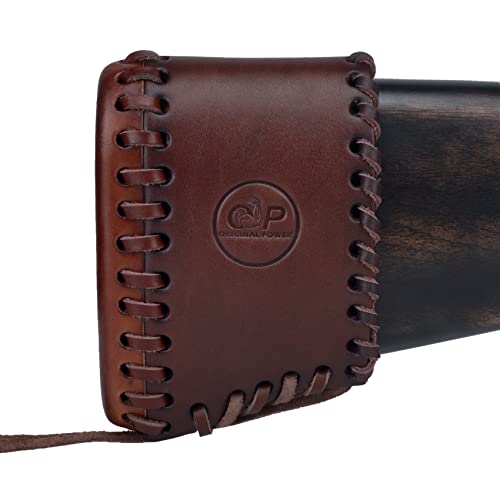 Recoil Pads With Handmade Lace Up Leather Slip,Extension Universal Fit For Rifles, Shotguns, Shoulder Protective Buttstock (Upgrade - Brown) #TOP12