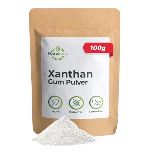 Food Bites Xanthan Gum Pulver 100g Eis Stabilisator Glutenfrei & Vegan Xanthan Pulver Ideal für Desserts Eiscreme & Molekularküche GRATIS eBook mit 20 Rezepten