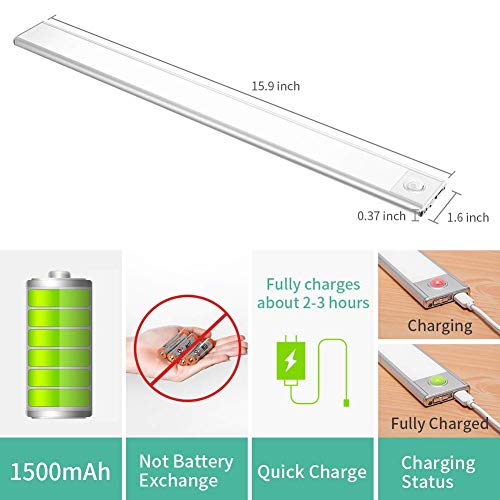 Closet Lights Battery Operated Motion Sensor,Homelife 78 Led Bars Under Cabinet Lighting,Rechargeable Wireless Bright Magnetic Under-Counter Light Fixtures Stick on Garage Kitchen Stair Sink Room - Thumbnail 3