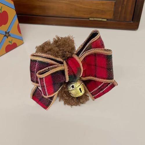 Pinza para cabello Brown grande con diseño navideño miniatura 7