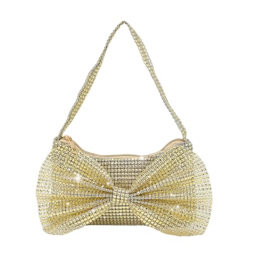 Image of DJBM Women Bow Evening Clutch Sparkling Deluxe Rhinestones Purse for Daily Feast