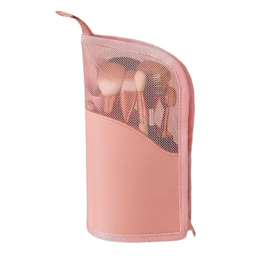 Cosmetic Brush Organizer, Waterproof Upright Makeup Storage Bag with Structured Base, Travel Friendly Makeup Case for Brushes an