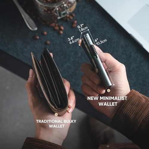 Image of VULKIT Minimalist Wallet with Money Clip RFID Protection Pop Up Card Holder Slim Wallet Credit Card Holder Metal Wallet, Space Grey