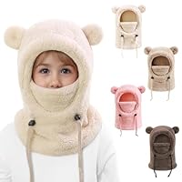 Beige Ski Balaclava for Kids,Windproof Fleece Winter Balaclava Hat & Neck Warmer Neck Scarf Set for Toddlers and Kids (Beige)