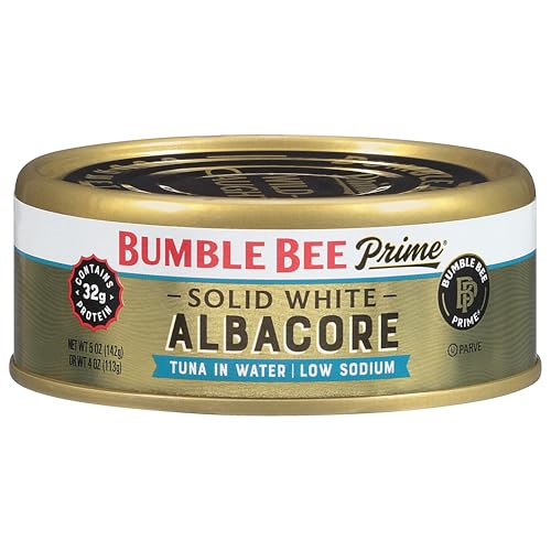 Image of Bumble Bee Prime Low Sodium Solid White Albacore Tuna in Water, 5 oz Easy Open Can - Premium Wild Caught Tuna - 32g Protein per Serving - Non-GMO Project Verified, Gluten Free, Kosher
