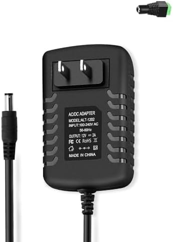 12V 2A 2000mA DC Power Supply 24W AC Adapter 100-240V 50-60Hz AC to DC 12V Power Cord with 5.5mm x 2.5mm DC Outlet Plug & 1 Tip, 12 Volt 2 Amp Power Adapter Transformer