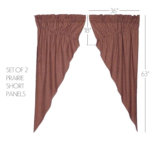 VHC-Brands-Patriotic-Patch-Window-Curtains-Plaid-Prairie-Short-Panel-Set-of-2-Red-36x63x18 VHC Brands Patriotic Patch Window Curtains Plaid Prairie Short Panel Set of 2 Red 36x63x18