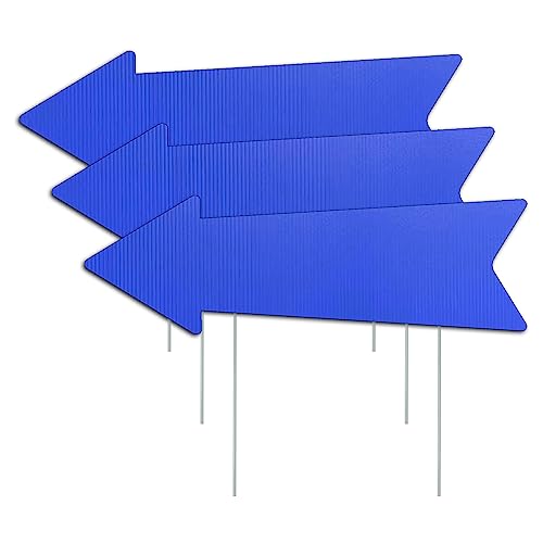 Blue Arrow Signs with Stakes 16 x 5 Inches This Way Directional Arrow Yard Signs Wedding Yard Signs Birthday Party Signs (3)