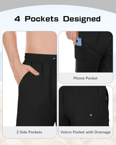 American Trends Mens Swim Trunks with Compression Liner Board Shorts for Men Quick Dry Swimsuits Bathing Suit Swimwear M-XXL4