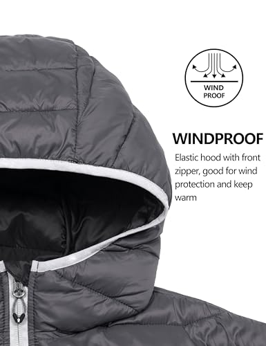Image of Little Donkey Andy Men's Packable Puffer Jacket Lightweight Hooded Warm Winter Coat with Recycled Insulation S-3XL