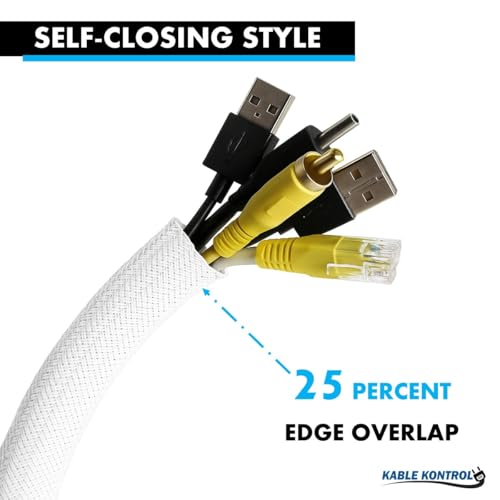 Funda trenzada para cables Kable Kontrol de 50 pies y 2 pulgadas, cubierta auto-cerrable para gestión de cables en aplicaciones automotrices e industriales, color blanco miniatura 5