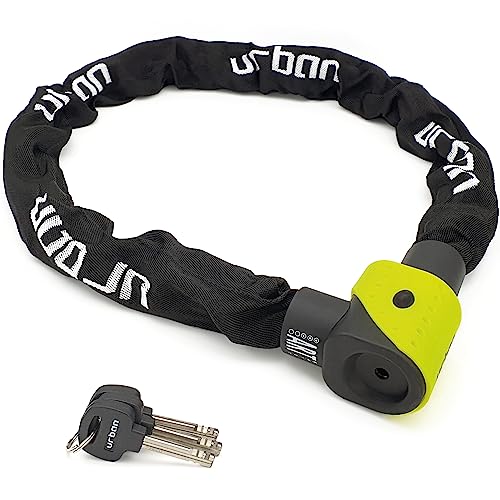 urban 10K120 Candado Moto Alta Seguridad, Cadena Antirrobo Homologada Art*** Recomendada Seguro Bicicleta, Testado Acero Endurecido ø10mm, Más Flexible Funda Nylon Protectora, Garaje Anclaje, 120cm