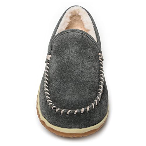 Minnetonka Mens Tilden Moccasin Slippers, Grey, Size 10 #TOP1