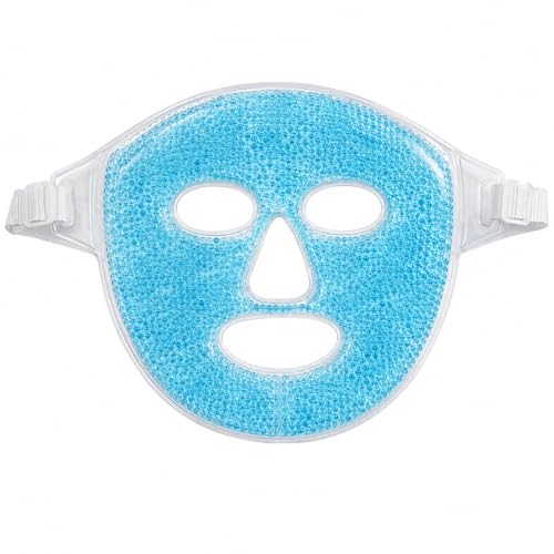 Image of Reusable Gel Bead Face Mask for Cooling & Relaxation, Full Face Cover with Adjustable Strap, Soothing Self Care Mask for Home Spa, Unisex