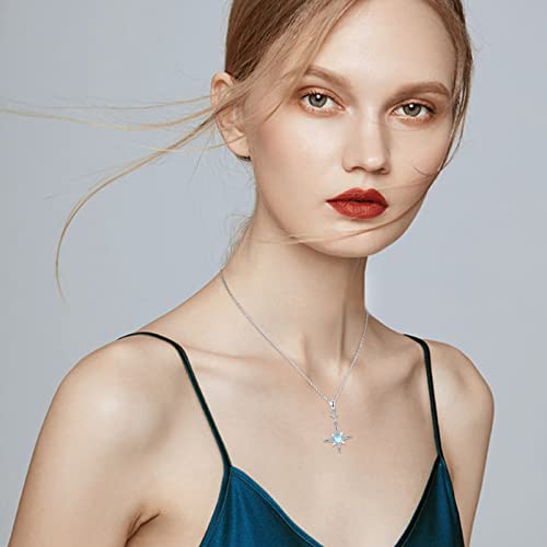 Star Necklace for Women Girls 925 Sterling Silver Star Moonstone Pendant Necklace Infinity/Round Spin Star Necklace Star Jewelry Gifts for Women Girls4