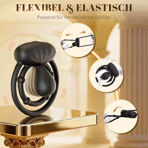 Cacuola Penisring Vibrator mit 360° Verstellbar Klitorisstimulation, Verzögerter Doppel Penis Ring Sex Spielzeug für die Paare Männer Frau, Penisringe Erotisches Sexspielzeug für Paare Extrem Sex Toys