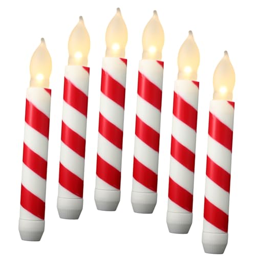 Velas eléctricas de batería con diseño seguro juego de 6 velas led cónicas de luz cálida