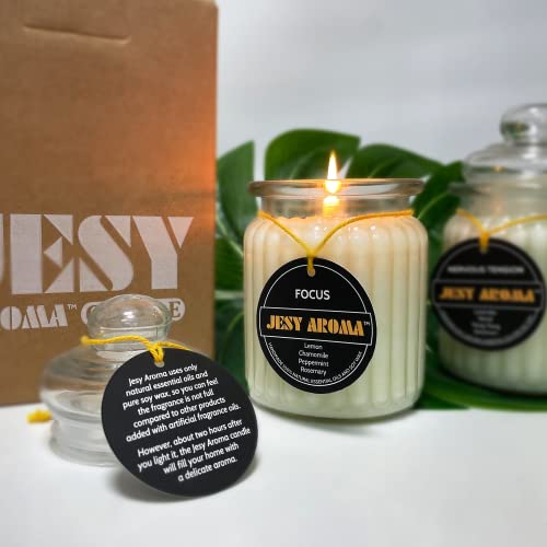 Premium All Natural Aromatherapy Candle | Lemon, Chamomile, Peppermint & Rosemary | Gifts For Women | Relaxing & Relief | Scented Candle #TOP3