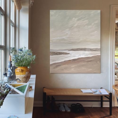 Oeuvre moderne 100% peinte à la main de grande taille art abstrait de plage - 3
