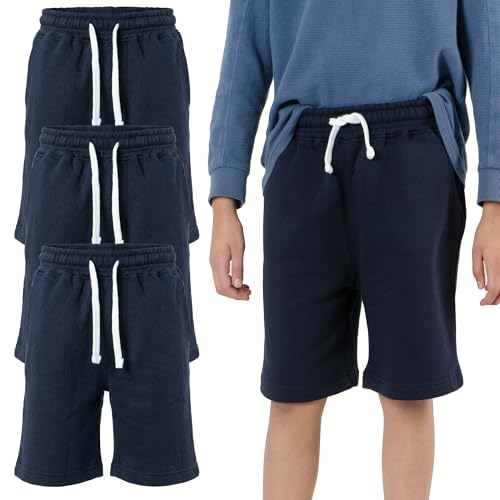 Image of NOROZE Boys Fleece Shorts Regular Fit with Side Pockets (7-8 Years, 3 Pack: Navy)