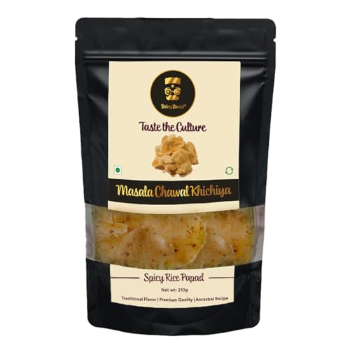 Image of Being Bania Rice Papad Khichiya, 210 Gram|Rajasthani Khichiya|Handmade Papad Fryums|Masala Jeera Rice Khichiya