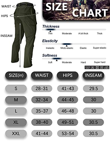 Men's Cargo Work Hiking Pants Lightweight Water Resistant Quick Dry Fishing Travel Camping Outdoor Breathable Multi Pockets Army Green M #TOP5