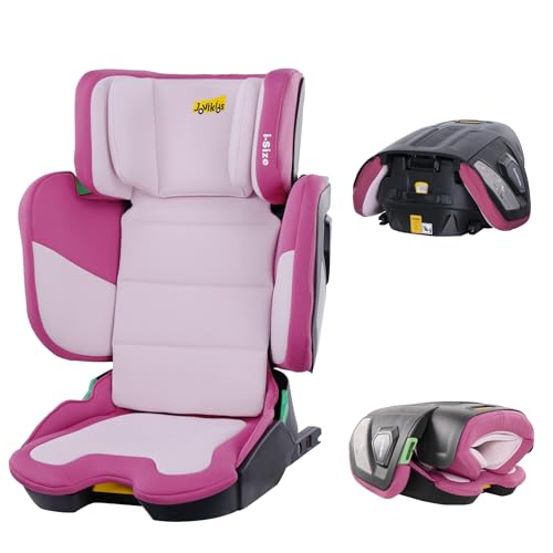 Jovikids I-Size Alzador Coche Niño ISOFIX, Normativa R129, Silla Coche Bebé, Portátil Elevador Coche para Grupo 2 3 de 100-150cm (de 3 a 12 años), Respaldo Ajustable (Rosa)