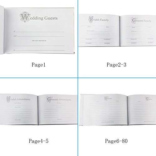 Arksu Guest Book And Pen Set Holder, Hardcover With Stain Ribbon Rose For Rustic Wedding Ceremony Party Favor-Pink, 72 Pages #TOP2