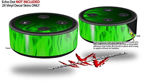 Skin Wrap Decal Set 2 Pack for Amazon Echo Dot 2 - Fire Green (2nd Generation ONLY - Echo NOT Included)