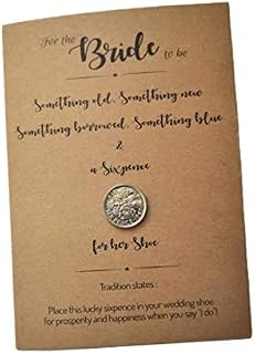 Wedding Day Lucky Sixpence for her Shoe Keepsake Kraft Card for The Bride Traditional Wedding Poem Something Old, Something New