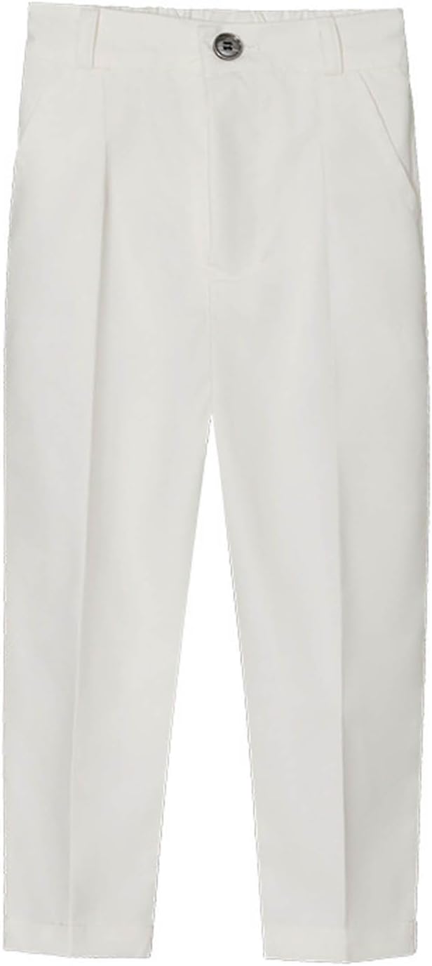 Boys Plaid Dress Pants Flat Front Pull-On Straight Leg Pant Lightweight Stretch School Uniform Formal Pants