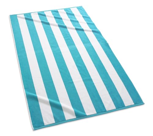 Kassatex Fine Linens Women's Cabana Stripe Beach Towel, Aqua, 40