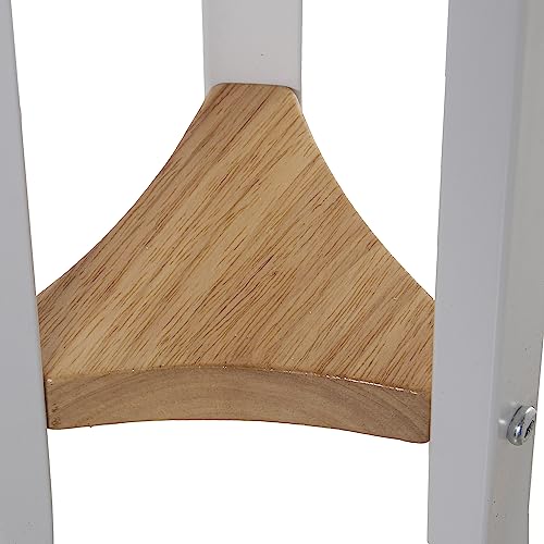 DRW Bodengarderobe aus Metall und Holz mit 9 Knäufen in Weiß und Natur, 60 x 54 x 175 cm