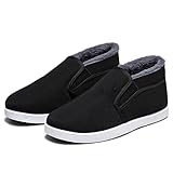 Zapatos de Tai Chi para Hombres, Zapatos Tradicionales Chinos Antiguos de Beijing, Zapatillas de Deporte de Invierno de Felpa Cálidas de Kung Fu y Artes Marciales,Black-41EU