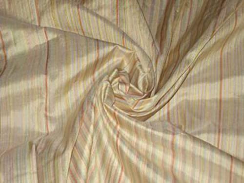 Soie dupioni au mètre à rayures multicolores horizontales large de 137cm