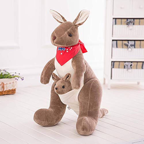 Creativo Madre e Figlio Canguro Peluche Giocattolo Carino Canguro Cuscino Peluche Bambole Animali Di Peluche Del Bambino Placare Giocattolo per Bambini Regalo 65 cm Grigio Scuro-B