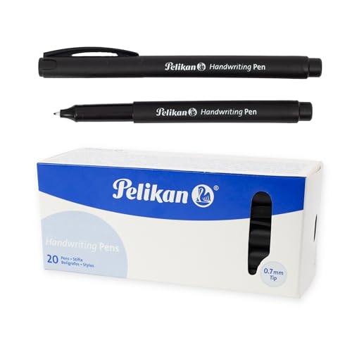 Pelikan Handwriting Pens Black Ink 0.7 mm Nib Ergonomic Round Barrel Smooth Writing Pack of 20 for Schools & Offices