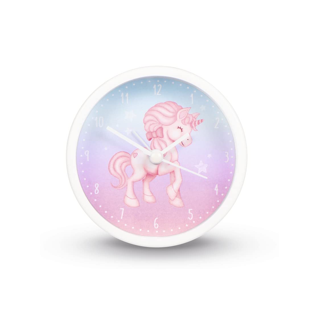 Hama Children's Alarm Clock Magical Unicorn without Ticking (Children's Clock with Unicorn Motif, Alarm Clock Battery Operated, Adjustable Alarm Time, Ideal as a Learning Clock) Pink/Blue