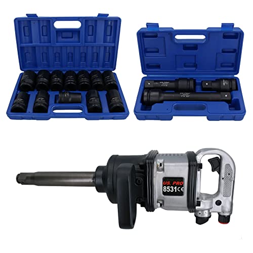 AB Tools 1” Drive Anvil Air Impact Wrench Gun 2200Nm 12 Sockets 24 – 41mm + Extensions