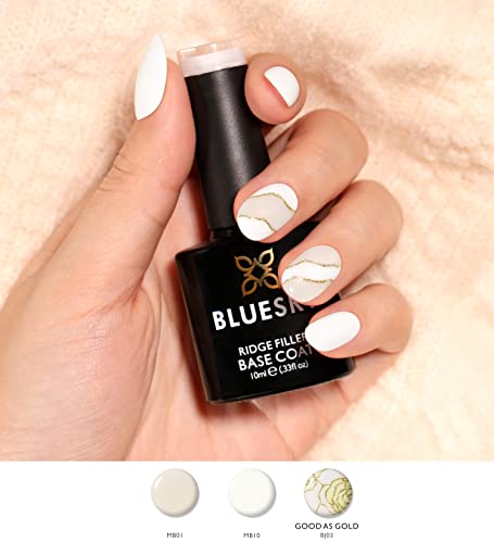 Bluesky Gel Nail Polish, Ridge Filler Base Coat, MB10, White, 10ml, Gel Nagellack Rillenfüllender Glatt Grundlack Weiß (Härtung unter UV-LED-Lampe erforderlich), 10 ml