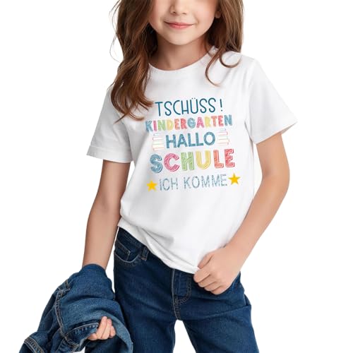 Tschüss Kindergarten Hallo Schule Ich komme Kinder Einschulung T-Shirts Kindergarten Abschluss T-Shirts 1.Klasse - 4.KlasseWhite 120